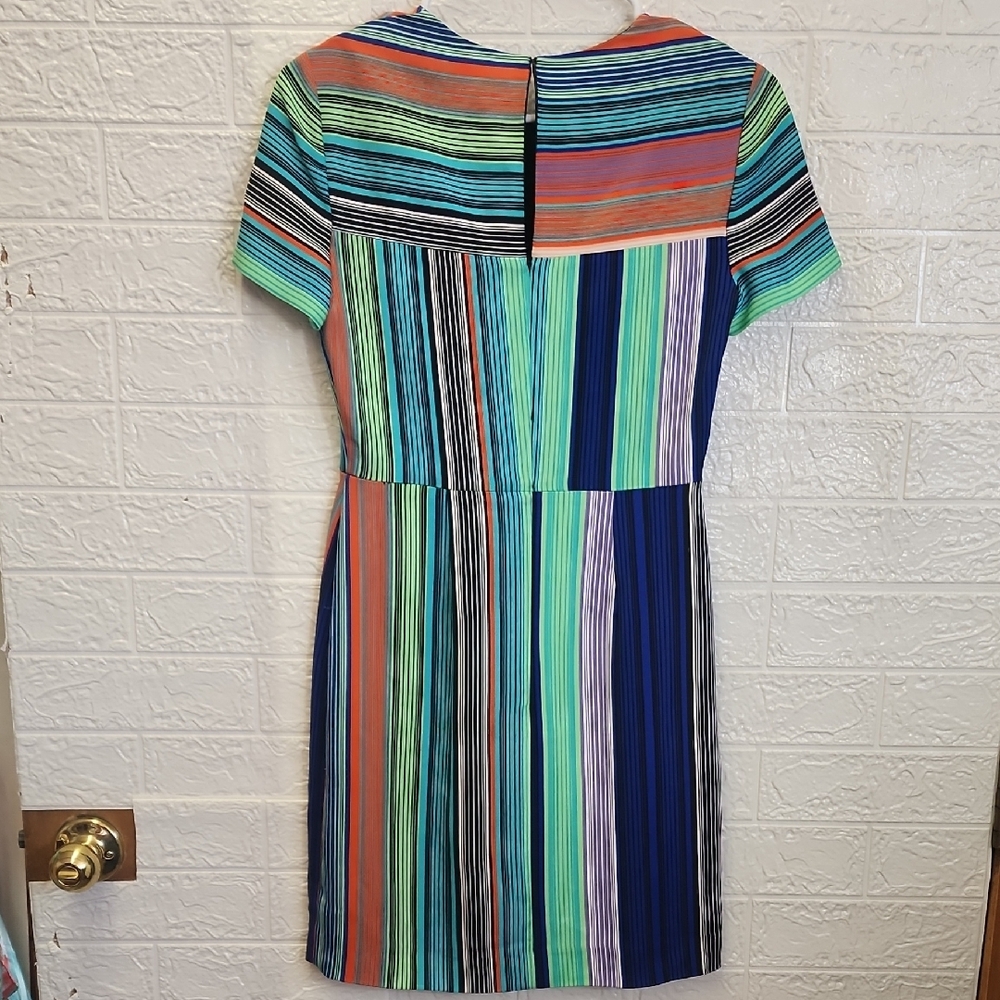 Diane Von Furstenberg Multi-Stripe Short Sleeve Mini Dress - Picture 7 of 10